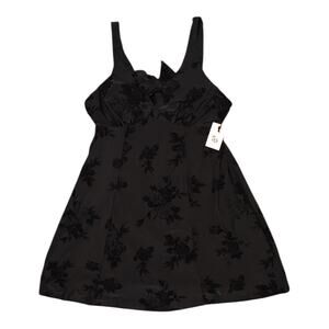 Sincerely Jules Black Halter Mini Dress CutOut Back Black Floral Women’s Large